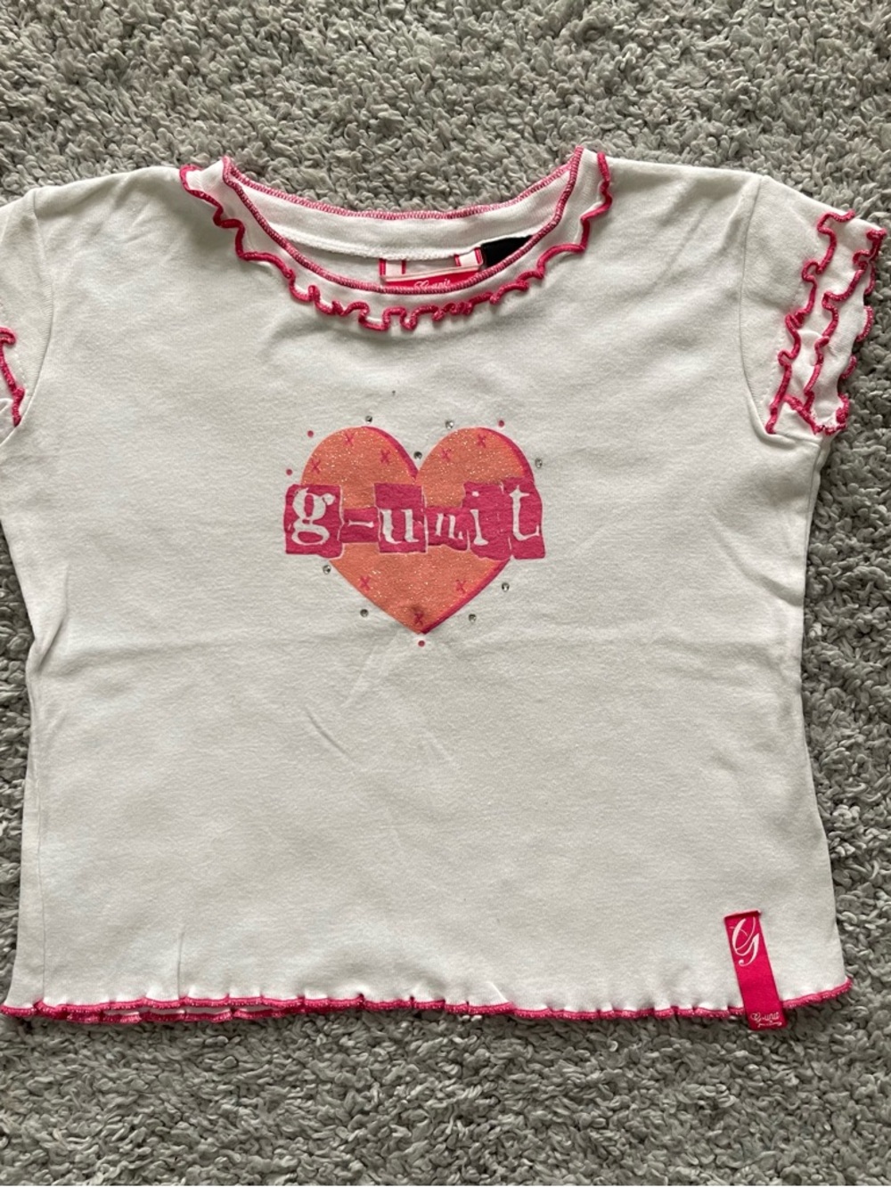 G-Unit Y2K 2000s Baby Tee With Heart Rhinestone